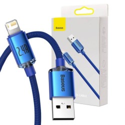 Baseus Crystal Cable USB 3 vers Lightning 2.4A 1.2M Bleu