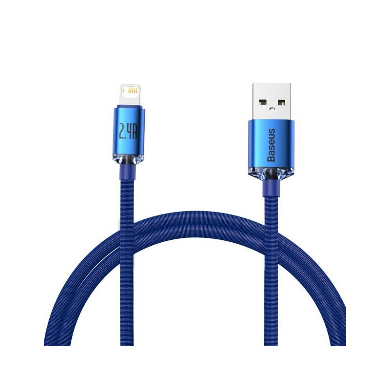Baseus Crystal Cable USB 3 vers Lightning 2.4A 1.2M Bleu