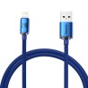 Baseus Crystal Cable USB 3 vers Lightning 2.4A 1.2M Bleu