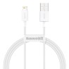 Baseus Cable USB 3.0 vers Lightning 2.4A 1M Blanc