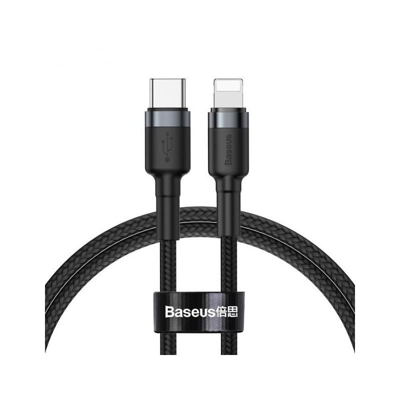 Cable Nylon USB Type-C Baseus / Lighnting 18W 1M Noir