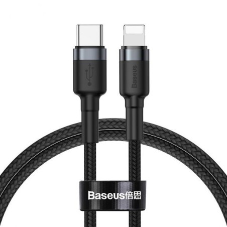 Cable Nylon USB Type-C Baseus / Lighnting 18W 1M Noir