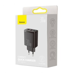 Baseus Chargeur Rapide 3 Ports USB Noir Chargeur Secteur Reconditionné
