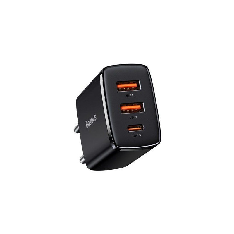 Baseus Chargeur Rapide 3 Ports USB Noir Chargeur Secteur Reconditionné