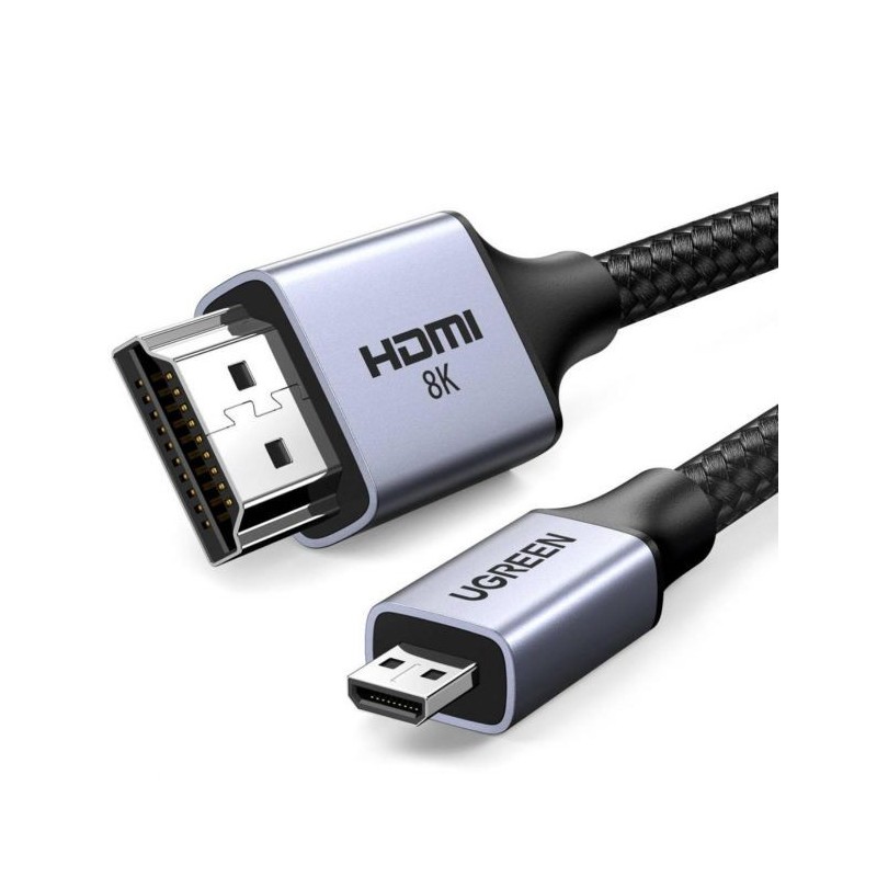Ugreen Câble micro HDMI vers HDMI 2.1 8K 2 m Gris Câble Audio Vidéo Reconditionné