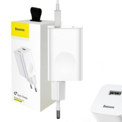 Baseus Chargeur Rapide USB 3.0 24W Blanc Chargeur Secteur Reconditionné