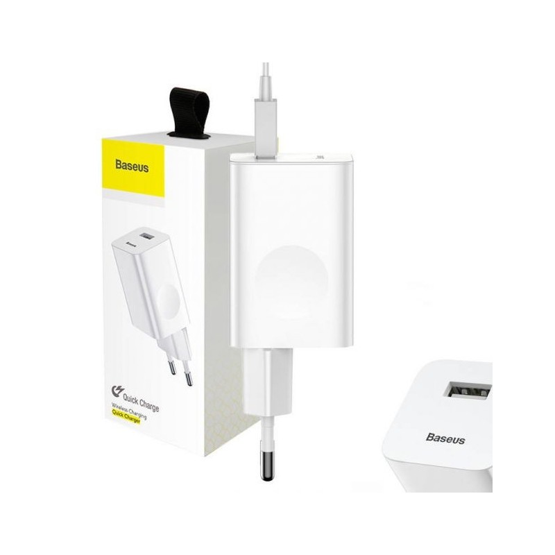 Baseus Chargeur Rapide USB 3.0 24W Blanc Chargeur Secteur Reconditionné