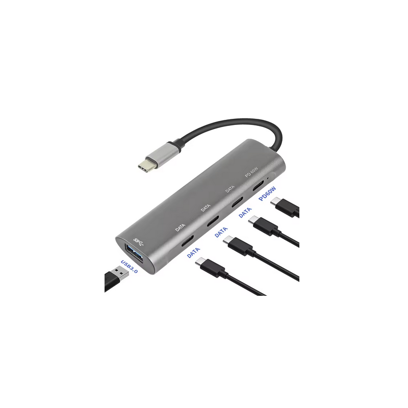 Hub Multifonction USB-C vers PD HUB 5 en 1 Gris Hub USB Type-C Reconditionné