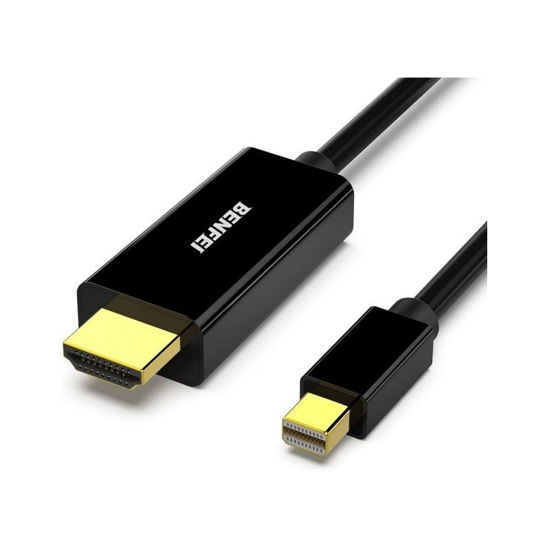 Benfei Câble Mini DisplayPort vers HDMI 1,8 m Noir Câble Audio Vidéo Reconditionné