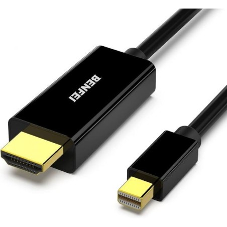 Benfei Câble Mini DisplayPort vers HDMI 1,8 m Noir Câble Audio Vidéo Reconditionné