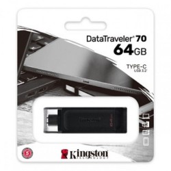 Kingston DataTraveler 70 USB-C 64 Go Noir Clé USB Reconditionnée