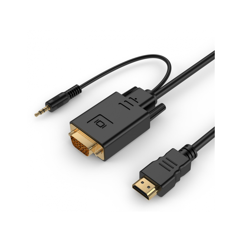 Adaptateur HDMI vers VGA avec Audio 3,5 mm Noir Adaptateur Audio Vidéo Reconditionné