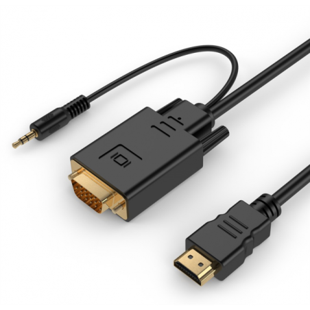 Adaptateur HDMI vers VGA avec Audio 3,5 mm Noir Adaptateur Audio Vidéo Reconditionné