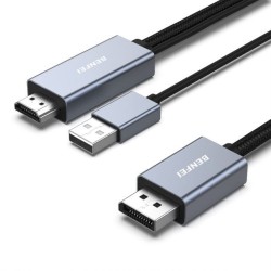 Benfei Câble HDMI vers DisplayPort 1,8 m Noir Câble Audio Vidéo Reconditionné