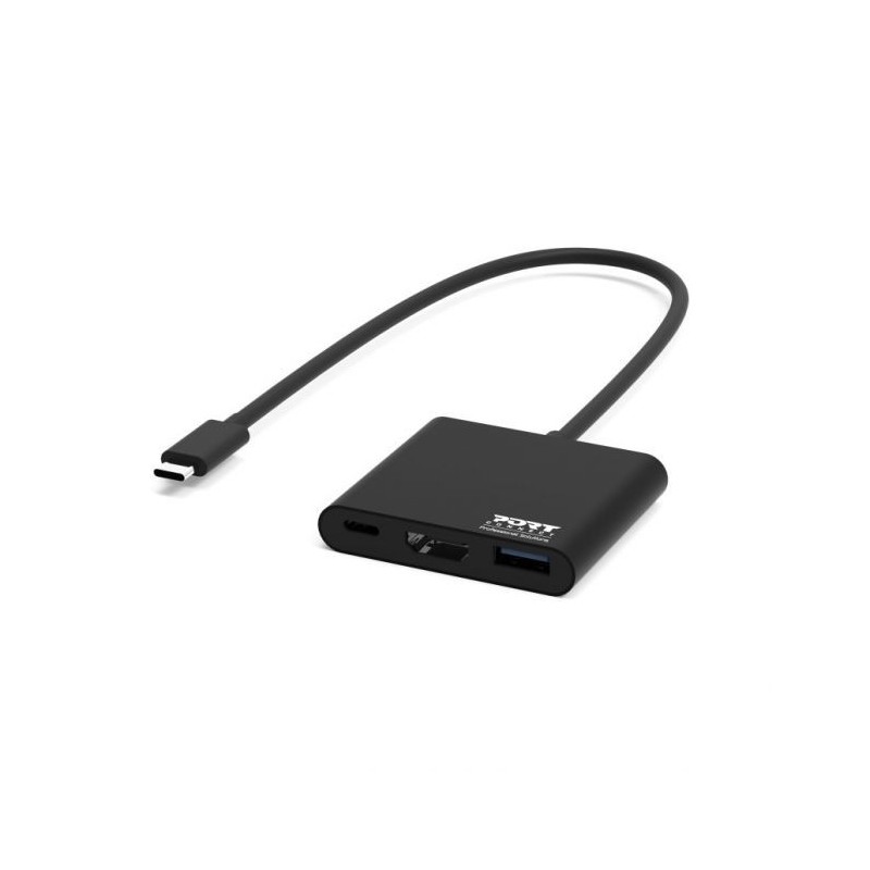 Port Designs Mini Station d’Accueil 1 x 4K USB-C 3 60W Gris Reconditionnée