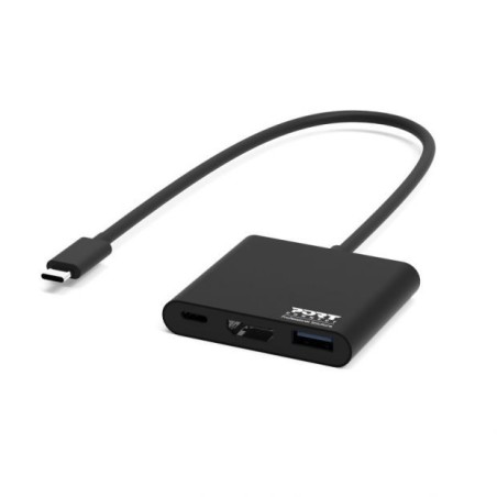 Port Designs Mini Station d’Accueil 1 x 4K USB-C 3 60W Gris Reconditionnée