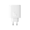 Baseus Chargeur Rapide USB et USB Type-C 65W Blanc Chargeur Secteur Reconditionné