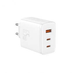 Baseus Chargeur Rapide USB et USB Type-C 65W Blanc Chargeur Secteur Reconditionné