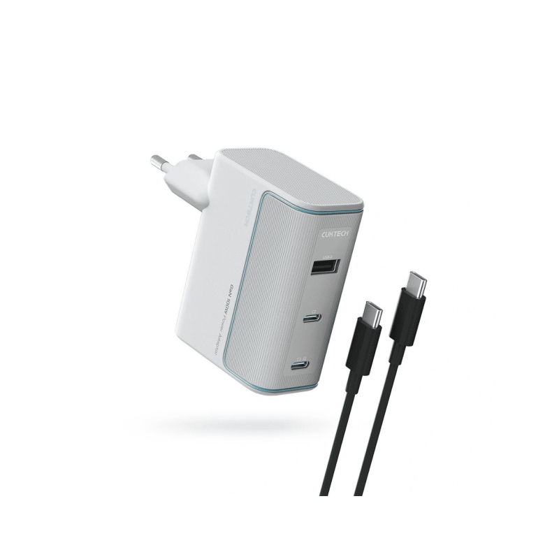 Cuktech Chargeur Rapide 100W 2 USB-C + USB-A avec Câble Gris Chargeur Secteur Reconditionné