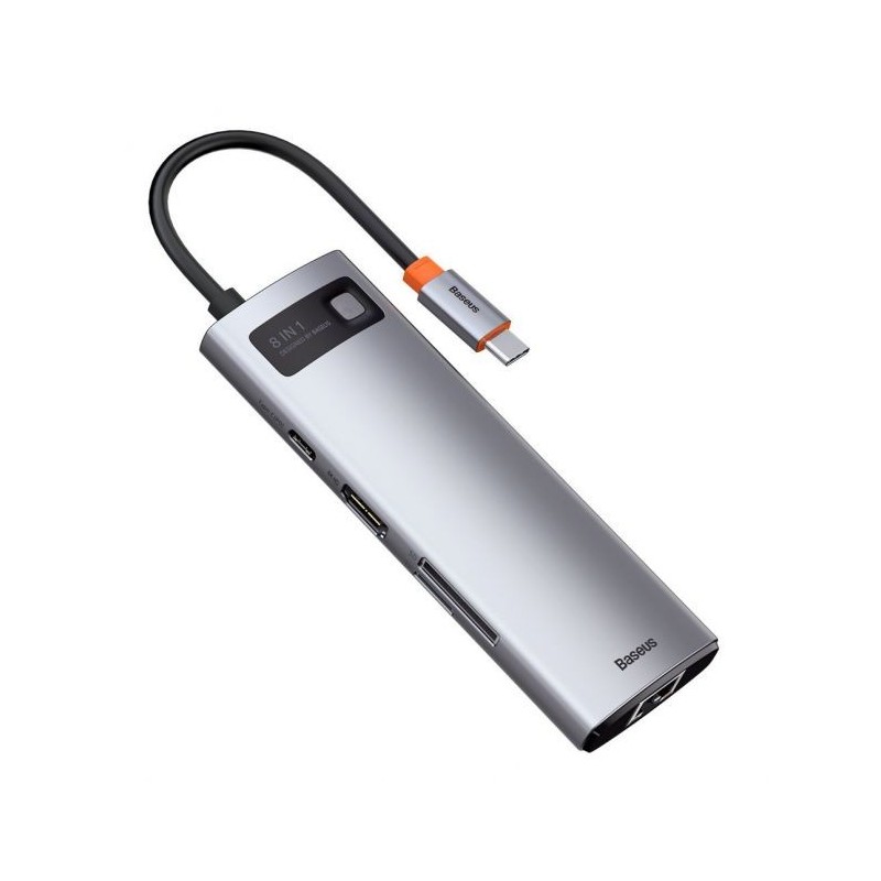Baseus Hub USB Type-C 8 en 1 USB-C Gris Hub Multiconnexion Reconditionné